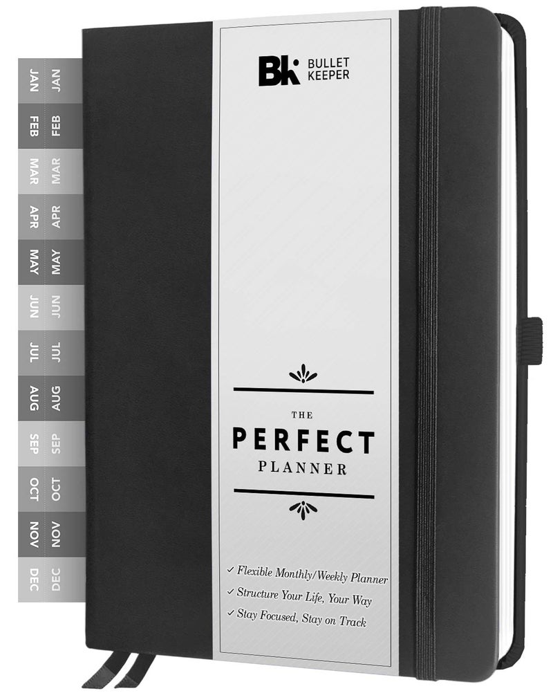 BK UNDATED Yearly Weekly/Monthly Planner 2026-27 Daily Planner Agenda & Personal Organizer to Increase Productivity, Academic Planner w/Sticker Set. A5 (5.8 x 8.3) - Black Hardcover - Image 1